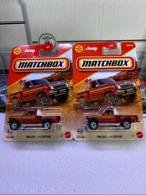 Matchbox 1980 Jeep J10 Stepside Toy Truck - Red with Yellow Trim